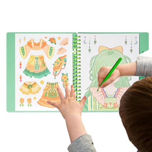 Prinzessinnen-Anziehbuch | Prinzessinnen-Make-up-Set für Mädchen, Prinzessin mit Papier und Aufklebern, Fantasie-Make-up-Papier von Generic