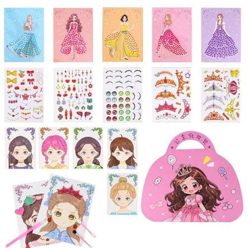 Prinzessinnen-Make-up-Spiele – Princess Art Craft Kit, Princess Makeup Game Cosmetic Makeup Games | Princess Art Craft Kits Prinzessin Art und Craft Set Prinzessin Make-up Activity Book für Mädchen von Generic