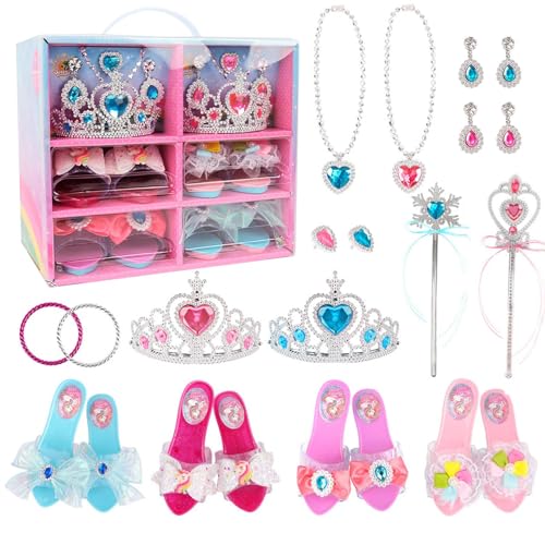 Prinzessinnen-Schuhe-Set – Mädchen-Verkleidungsset – niedliches Schuhe-Set, Rollen-Kollektion, Schuh-Set für Mädchen, Geburtstag, Tiara und Accessoires Prinzessinnen-Schuhe-Set – Mädchen-Verkleidungsset – niedliches Schuhe-Set, Rollen-Kollektion, Schuh-Set für Mädchen, Geburtstag, Tiara und Accessoires von Generic