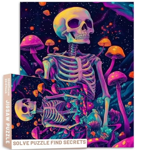 Psychedelisches Skelett-Pilz-Puzzle, Galaxie, 1000 Teile, 50 x 70 cm, lebendige organische Formen, herausfordernde Gehirn-Teaser für Erwachsene, anspruchsvolle Familienaktivitätsspiele, buntes Psychedelisches Skelett-Pilz-Puzzle, Galaxie, 1000 Teile, 50 x 70 cm, lebendige organische Formen, herausfordernde Gehirn-Teaser für Erwachsene, anspruchsvolle Familienaktivitätsspiele, buntes von Generic