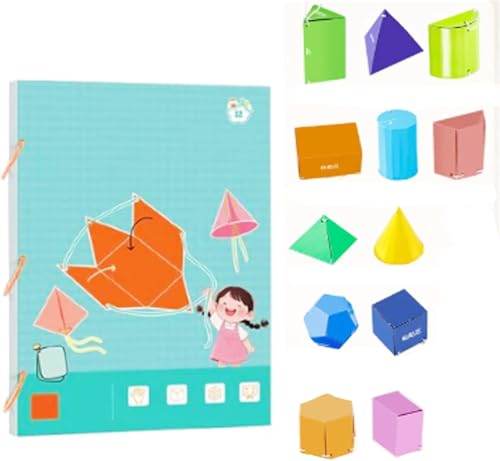 Pull String 3D Geometry Learning Book | Pull String 3D Geometry Lernbuchgeometrie Für Anfänger Mit 9/12/15 Feststoffe Geometrische Modelle, Mathematik Unterrichtsmaterial Für Kinder 5-12 (12-Modell) von Generic