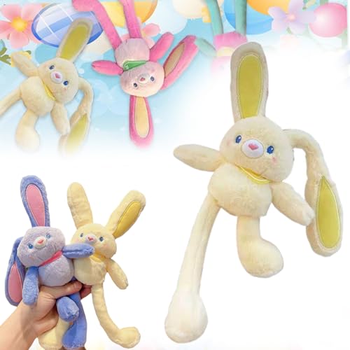 Pull Up Rabbit Plush Toys, 30.0 cm Interactive Easterbunny Stuffed Animal with Pull-Out Ears and Legs, Easter Bunny Pull-Up Toys, Easter Stuffed Rabbit Toy, Pull-Out Funny Interactive Bunny Toy von Generic