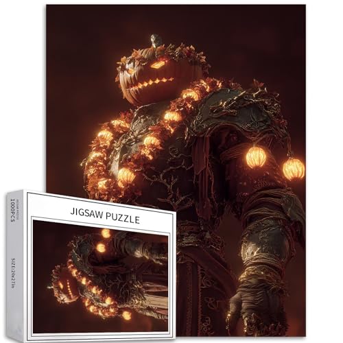 Pumpkin Warrior Puzzle für Erwachsene, Halloween-Krieger-Stil, Kunst-Puzzle, bunt, DIY-Puzzle, Heimdekoration, Geschenke, Familienpuzzle, perfekt für Spieleabende, 50 x 70 cm, 1000 Teile von Generic