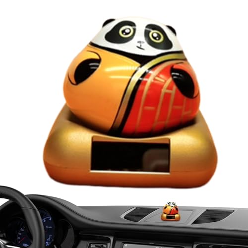 Puppe Mit Schüttelndem Kopf – Solar-Armaturenbrett-Puppe, Solarbetriebenes Panda-Puppen- | Armaturenbrett-Panda-Cartoon-Bild, Solar-Auto-Ornament, Wackelnde Spielzeugpuppe, Zubehör Für Schlafzimm von Generic