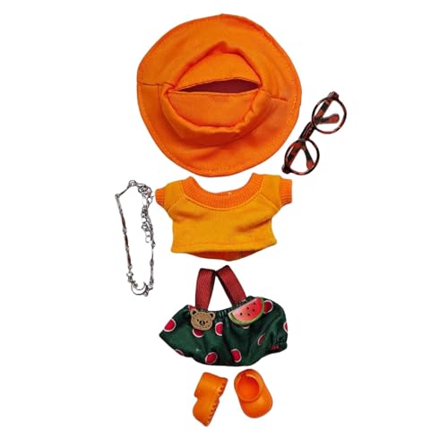Puppen-Outfit-Set mit Overall mit Wassermelonen-Print für 6--Puppen. Modische Kleidung für 15-cm-17-cm-Puppen. Weiches Stoffkostüm mit Accessoires, perfekt für Kinder Sammler Tne707 (B, 10cm) von Generic