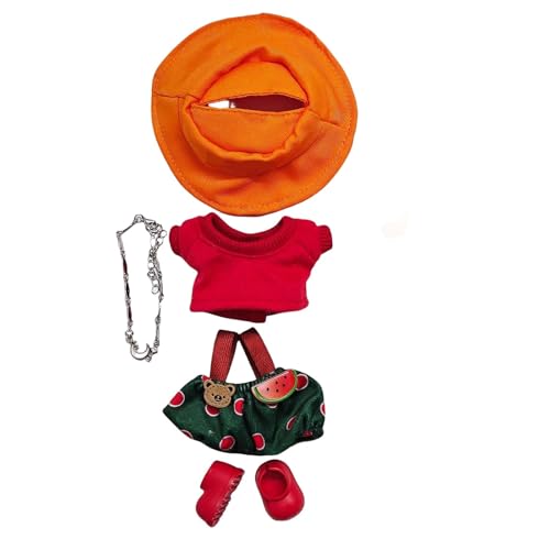 Puppen-Outfit-Set mit Overall mit Wassermelonen-Print für 6-Puppen. Modische Kleidung für 15-cm-17-cm-Puppen. Weiches Stoffkostüm mit Accessoires, perfekt für Kinder Sammler Tne707 (C, 10cm) von Generic