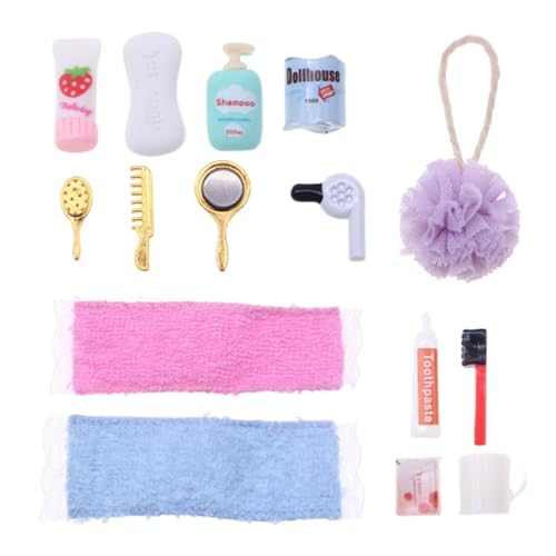 Puppenhaus-Badezimmerzubehör,Puppenhaus-Zubehör Badezimmer, 1:12 Puppenhaus Spielhauszubehör, Haartrockner, Zahnbürste, Zahnpasta, Kamm-Set für Puppenhaus-Badezimmer-Dekoration Puppenhaus-Badezimmerzubehör,Puppenhaus-Zubehör Badezimmer, 1:12 Puppenhaus Spielhauszubehör, Haartrockner, Zahnbürste, Zahnpasta, Kamm-Set für Puppenhaus-Badezimmer-Dekoration von Generic