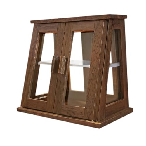 Puppenhaus Bäckerei Vitrine, Mini Vitrine, Maßstab 1:12, Puppenhausmöbel für Micro Shop Szenenzubehör, Walnuss 2-türig Puppenhaus Bäckerei Vitrine, Mini Vitrine, Maßstab 1:12, Puppenhausmöbel für Micro Shop Szenenzubehör, Walnuss 2-türig von Generic