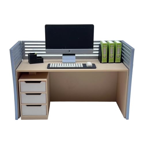 Puppenhaus Dekoration Büromöbel 1: 12 Miniatur Computer Schreibtisch Modell Büro Winzige DIY Lebensszene Spielzeug Handwerk, Set A Puppenhaus Dekoration Büromöbel 1: 12 Miniatur Computer Schreibtisch Modell Büro Winzige DIY Lebensszene Spielzeug Handwerk, Set A von Generic