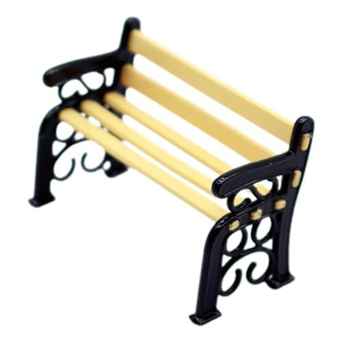 Generic Miniatur-Gartenbank für Puppenhaus, Schwarz und Gelb, Legierung, ländlich, Bank, 2,5 x 3,5 x 5 cm, 1:6 Scale, 1:12 Scale Generic Miniatur-Gartenbank für Puppenhaus, Schwarz und Gelb, Legierung, ländlich, Bank, 2,5 x 3,5 x 5 cm, 1:6 Scale, 1:12 Scale von Generic