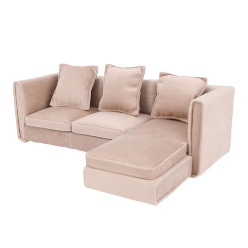 Puppenhaus-Miniatur-Sofa 1 12, Realistisches Mini-Puppenhaus-Sofa, Wohnzimmermöbel mit Kissen für die Inneneinrichtung von Generic