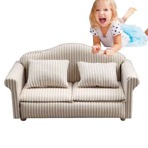 Puppenhaus-Sofa – Puppencouch, realistisches Sofa für Puppenhäuser | Hochwertige Miniatur-Puppenhausmöbel, sichere und langlebige Möbel für Kinder, Mädchen, Puppenhausdekorationen von Generic