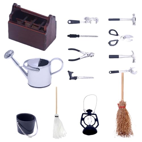 Puppenhaus-Zubehör, Werkzeugset für Puppenhaus – Mehrzweck-Zubehör-Set für Puppenhaus in Miniaturform 1:12 | Arbeitswerkzeug-Set P von Generic