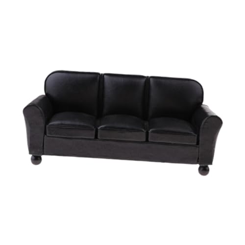 Puppenhauscouch Im Maßstab 1:12, Miniaturmöbel für Wohnzimmerzubehör, Schwarzes 3-sitzer-Sofa Puppenhauscouch Im Maßstab 1:12, Miniaturmöbel für Wohnzimmerzubehör, Schwarzes 3-sitzer-Sofa von Generic
