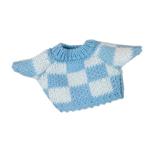 Puppenkleidung Gestrickte Kleidung für 20 cm Dolls Dekorpuppe Accessoires Stylish Komfortable Geburtstagsgeschenk Süße Kleiderpullover, Blau Weiss von Generic
