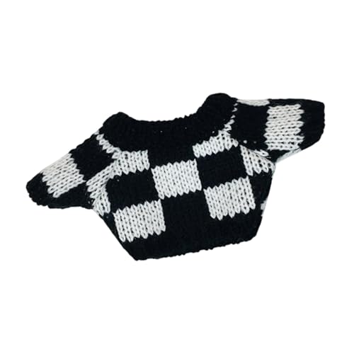 Puppenkleidung Gestrickte Kleidung für 20 cm Dolls Dekorpuppe Accessoires Stylish Komfortable Geburtstagsgeschenk Süße Kleiderpullover, Schwarz-Weiss von Generic