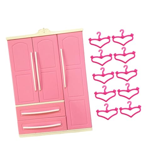 Puppenschrank, Dekorationen, Puppenhaus Zubehör, zu öffnende Schublade, Schön, mit 10 Kleiderbügeln, Puppenmöbel, mit Herzanhänger Puppenschrank, Dekorationen, Puppenhaus Zubehör, zu öffnende Schublade, Schön, mit 10 Kleiderbügeln, Puppenmöbel, mit Herzanhänger von Generic