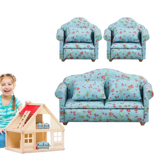 Puppensofa, Miniatursofa, Sessel, Puppenhausmöbel, Miniatursofa im Maßstab 1/12, mit Kissen für Wohnzimmer Puppensofa, Miniatursofa, Sessel, Puppenhausmöbel, Miniatursofa im Maßstab 1/12, mit Kissen für Wohnzimmer von Generic