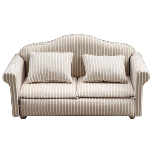 Puppensofa - Realistische Miniaturpuppenmöbel, Holzsofa | Niedliches Puppenhaus Wohnzimmersofa, sicher und robust, Kinderspielset, Geschenk für von Generic