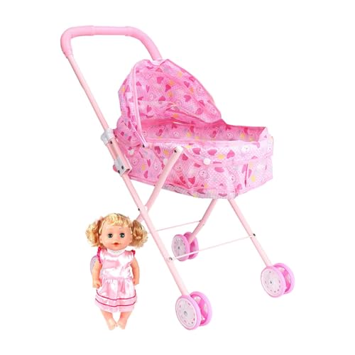 Puppenwagen - Puppenpram | Pram -Spielzeug | Faltbare und leichte Babys geborene buggiies Dols Toys | Babies Carriage mit Korb für 4-6 Jahre alte Mädchen | Rosa Kinderwagen für zu Hause, Kindergarten Puppenwagen - Puppenpram | Pram -Spielzeug | Faltbare und leichte Babys geborene buggiies Dols Toys | Babies Carriage mit Korb für 4-6 Jahre alte Mädchen | Rosa Kinderwagen für zu Hause, Kindergarten von Generic