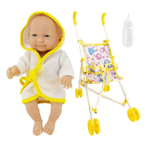 Puppenwagen Set, Faltbarer Puppenwagen Set - Puppen-Set für Kindergarten 10 Zoll, faltbarer Puppenwagen | Realistisches Puppen-Set | J von Generic