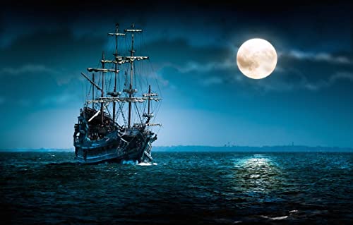 Puzzel Für Erwachsene Black Pearl Segelboot Unter Dem Mond 75 * 50Cm von Generic