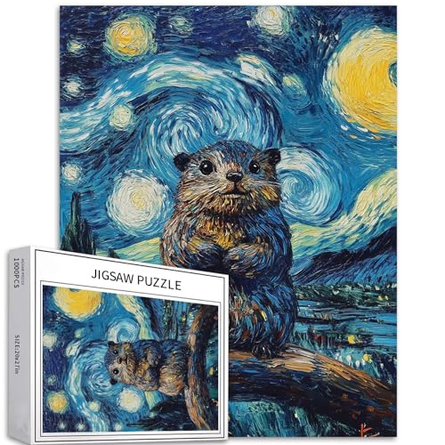 Puzzle, 1000 Teile, niedliche Tiere, für Erwachsene, Sternennacht-Stil, herausforderndes Kunstpuzzle für Familienaktivitäten, buntes Bastelpuzzle Puzzle, 1000 Teile, niedliche Tiere, für Erwachsene, Sternennacht-Stil, herausforderndes Kunstpuzzle für Familienaktivitäten, buntes Bastelpuzzle von Generic