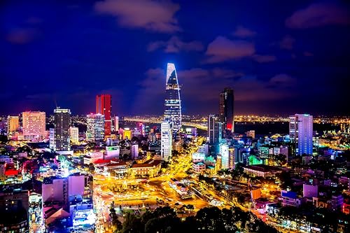 Puzzle 1000 Teile Stadt Vietnam Nachtlicht Gebäude Wolkenkratzer 75 * 50Cm von Generic