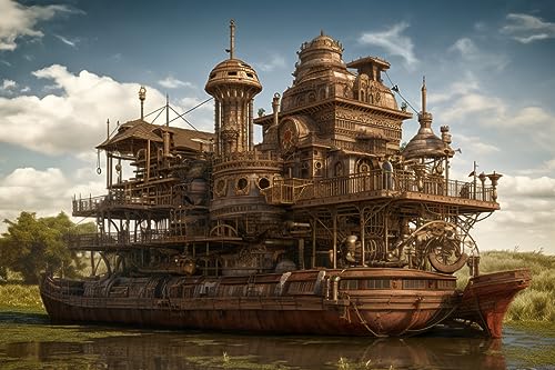 Puzzle 1000 Teile Steampunk-Paradies-Resort In Einer Fantastischen Sumpfwelt 75 * 50Cm von Generic