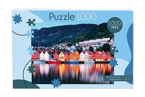 Puzzle 1000 Teile mit Puzzlematte 50 x 68 cm Natur Stadt Land (Standart, Berge in Norwegen) von Generic