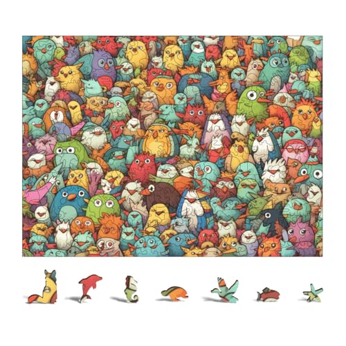Puzzle 300 Teile Kinder Tierthema Unregelmäßiges Puzzle Eltern-Kind-Interaktion und Heimdekorations-Kunstpuzzle Geschenkideen für Kinder (Farbe 1) von Generic