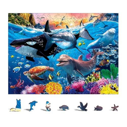 Puzzle 300 Teile Kinder Tierthema Unregelmäßiges Puzzle Eltern-Kind-Interaktion und Heimdekorations-Kunstpuzzle Geschenkideen für Kinder (Farbe 4) von Generic