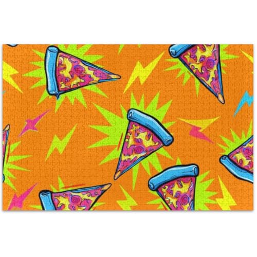 Puzzle 500 Teile für Erwachsene, Cartoon-Pizza, Orange, Familie, Puzzle-Liebhaber, Geschenke, einzigartige Puzzle-Tiermalerei, 50 x 37 cm von Generic