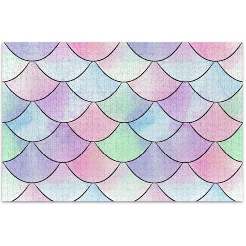 Puzzle 500 Teile für Erwachsene, Freunde, Familienspiel, Geschenke, Pastell-Meerjungfrau, buntes Puzzle, Tier-Blumenkunst, 500 Stück von Generic