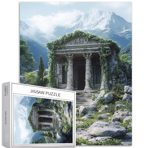 Puzzle "Antiker Tempel in den Bergen", 1000-teiliges Puzzle für Erwachsene, natürliche Erosion-Relikte, Kunst-Puzzle, herausfordernde Familienaktivitäten, buntes Bastelpuzzle für Heimdekoration von Generic