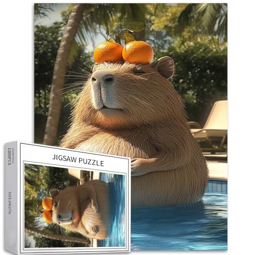 Puzzle Delfine im Pool, 1000 Teile für Erwachsene, niedliches und humorvolles Kunstpuzzle, herausfordernde Familienaktivitäten, buntes Bastelpuzzle für Heimdekoration, Geschenke, 50 x 70 cm von Generic