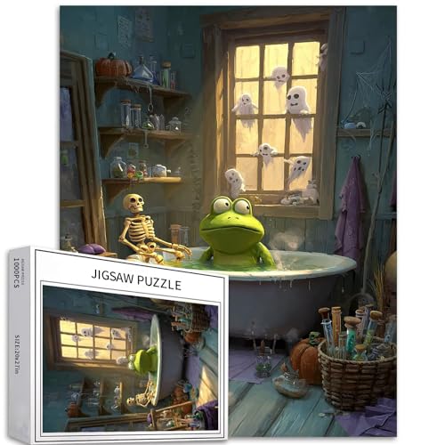 Puzzle Frosch in der Badewanne, 1000 Teile für Erwachsene, magische Experimentier-Szene, Kunst-Puzzle, buntes DIY-Puzzle für Heimdekoration, Geschenke, Familienpuzzle, perfekt für Spieleabende, 50 x Puzzle Frosch in der Badewanne, 1000 Teile für Erwachsene, magische Experimentier-Szene, Kunst-Puzzle, buntes DIY-Puzzle für Heimdekoration, Geschenke, Familienpuzzle, perfekt für Spieleabende, 50 x von Generic