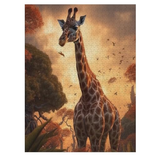 Puzzle Für Erwachsene 1000 Teile Holzpuzzle | Giraffe Puzzle Puzzle | Hochauflösendes | Gelegenheitsspiel Art-Deco-Landschaft Größe: 500 PCS von Generic