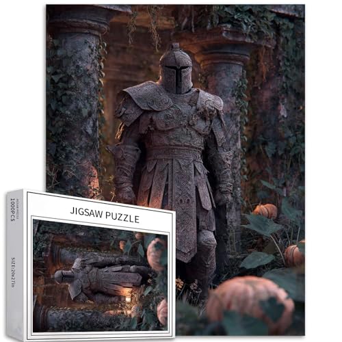 Puzzle Krieger des verlassenen Tempels, 1000-teiliges Puzzle für Erwachsene, Halloween-Atmosphäre, Kunst-Puzzle, herausfordernde Familienaktivitäten, buntes Bastelpuzzle für Heimdekoration, Geschenke von Generic