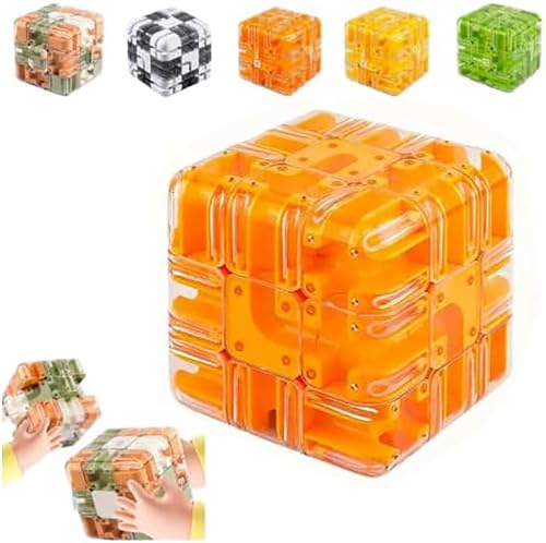 Puzzle -Labyrinth -Würfel, 3D Magic Cube Labyrinth Ball Puzzle, EIN tätiges Hirnteaser -Spielzeug, räumliches Bewusstsein Gehirntraining für Relax- und Logikentwicklung, Hirnteaserspielze orange 2pcs von Generic