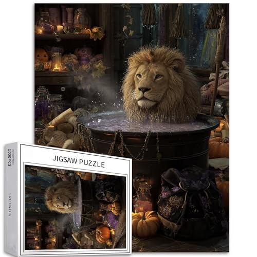 Puzzle Löwe in der Badewanne, 1000 Teile für Erwachsene, Fantasie-Märchen-Stil, Kunst-Puzzle, anspruchsvolle Familienaktivitäten, buntes Bastelpuzzle für Heimdekoration, Geschenke, 50,8 x 68,6 cm Puzzle Löwe in der Badewanne, 1000 Teile für Erwachsene, Fantasie-Märchen-Stil, Kunst-Puzzle, anspruchsvolle Familienaktivitäten, buntes Bastelpuzzle für Heimdekoration, Geschenke, 50,8 x 68,6 cm von Generic