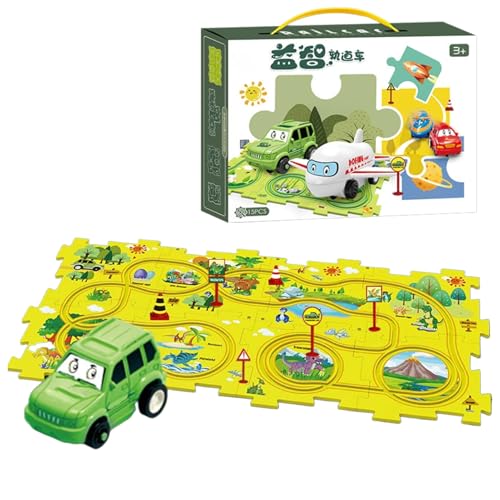 Puzzle -Rennfahrer -Set von Kinderautos, Auto -Puzzle -Strecke auf der Schiene - Interactive Children's Kit | Vorschulbildung in leuchtenden Farben für Festivals attraktiven Tracks und Rätseln von Generic
