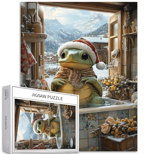 Puzzle "Schildkröte in der Badewanne", 1000 Teile für Erwachsene, Weihnachtsdekoration, Kunst-Puzzle, bunt, DIY-Puzzles für Heimdekoration, Geschenke, Familienpuzzle, perfekt für Spieleabende, 50 x 70 von Generic