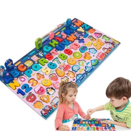 Puzzle-Set aus Holz – Farbabstimmung, Farbabstimmung der Zahlen und Buchstaben aus Holz | Angelbrett mit kreativen Formen für Kindergarten Puzzle-Set aus Holz – Farbabstimmung, Farbabstimmung der Zahlen und Buchstaben aus Holz | Angelbrett mit kreativen Formen für Kindergarten von Generic