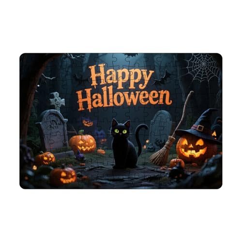 Puzzle-Set mit Halloween-Motiven. Lernpuzzles, perfekt für den Spieleabend mit der Familie (mit Nummer auf der Rückseite). KzW886 (Black, 30x21cm) von Generic