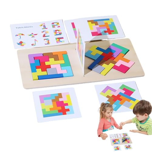 Puzzle aus Holzblöcken, Holzpuzzleblock, Spielzeug für zwei Spieler, Set mit Motivblöcken aus Holz für die frühe Erziehung, Tangram-Puzzles für Kleinkinder von 3 bis 5 Jahren Puzzle aus Holzblöcken, Holzpuzzleblock, Spielzeug für zwei Spieler, Set mit Motivblöcken aus Holz für die frühe Erziehung, Tangram-Puzzles für Kleinkinder von 3 bis 5 Jahren von Generic