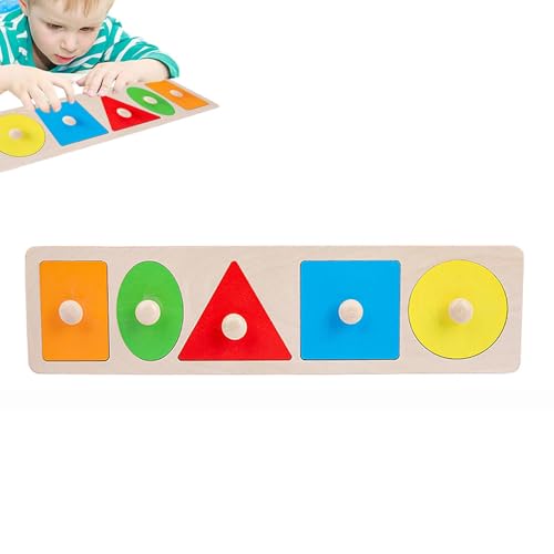 Puzzle aus mehreren Formen, Jumbo-Knob-Holzpuzzle, Spielzeug für Kleinkinder, geometrisches Holzpuzzle, buntes Puzzle für von Generic