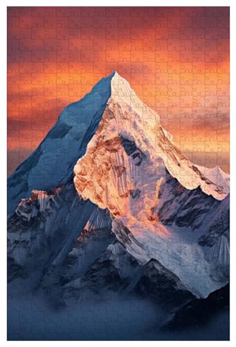 Puzzle für Erwachsene, 1000 Teile, aus Holz, für Das erste Tageslicht erleuchtet den schneebedeckten Berggipfel (A ; 500) von Generic