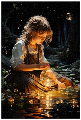 Puzzle für Erwachsene, 1000 Teile, aus Holz, für EIN Mädchen, das einen leuchtenden Wasserkocher voller magischer Farben hält (D ; 1000) von Generic