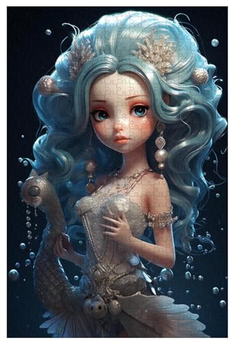 Puzzle für Erwachsene, 1000 Teile, aus Holz, für Exquisite Meerjungfrau umgeben von Perlen, Cartoon-Puzzle (E ; 500) von Generic